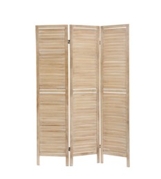 Wooden folding screen isolated on white. Interior element