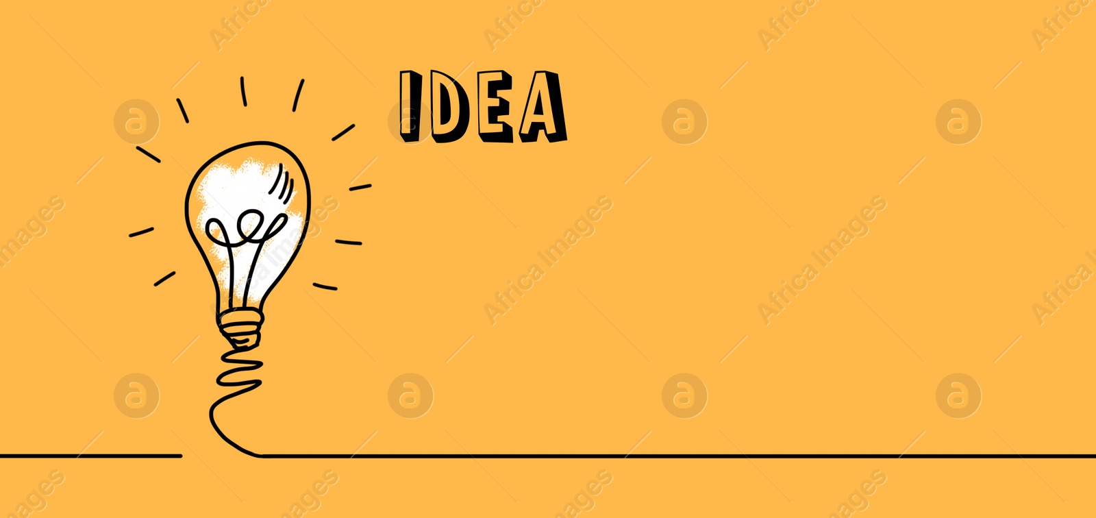 Illustration of Idea concept. Creative illustration of light bulb on yellow background, space for text