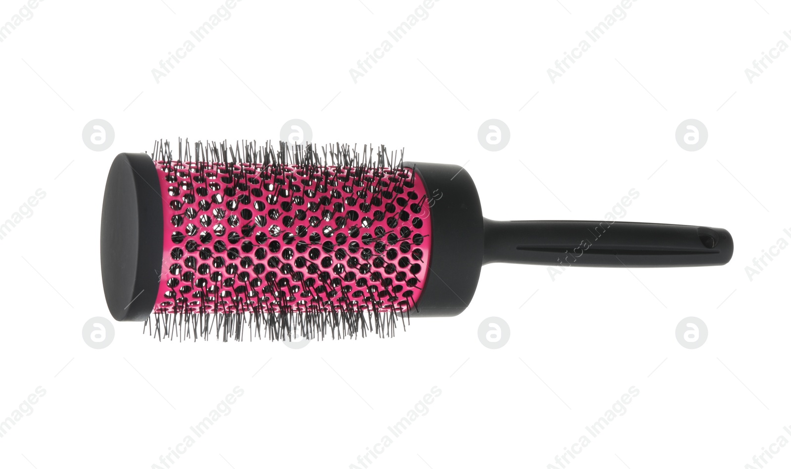 Photo of New round hair brush isolated on white