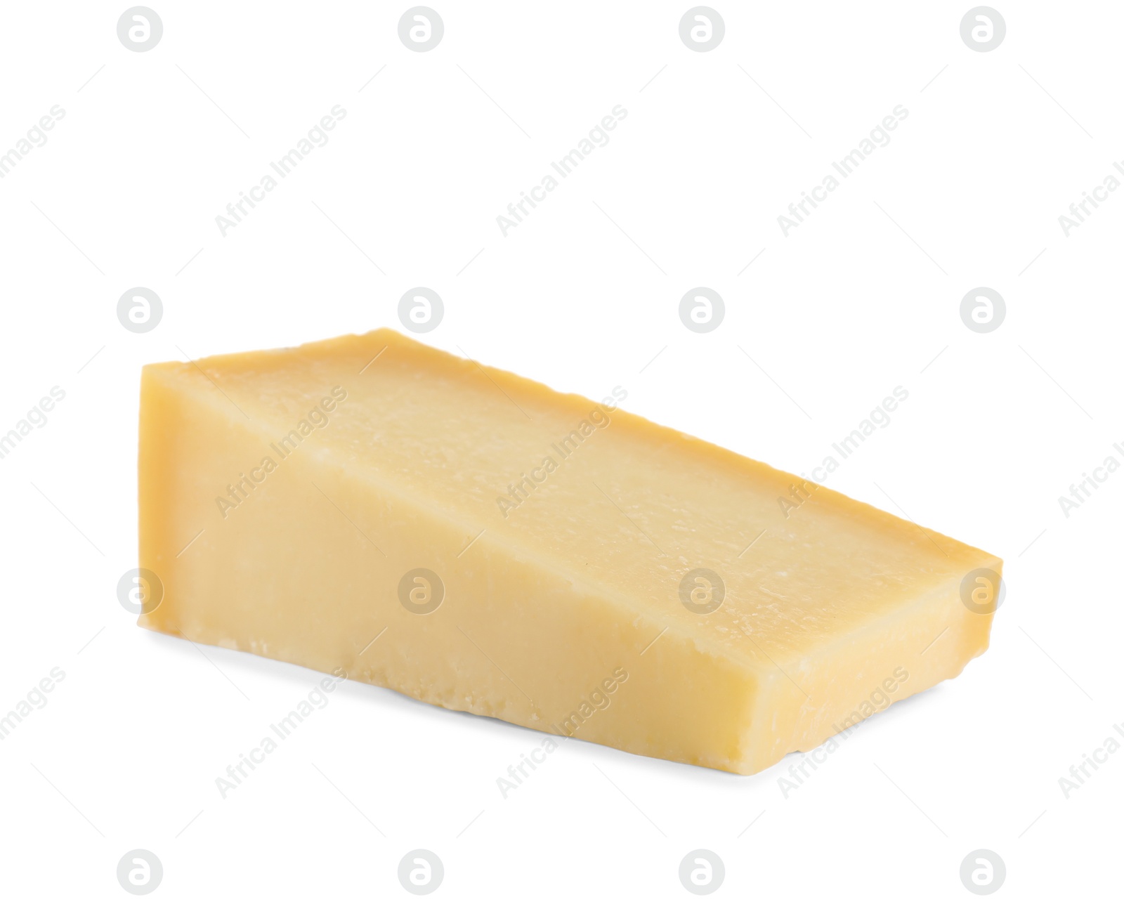 Photo of Piece of tasty parmesan cheese isolated on white