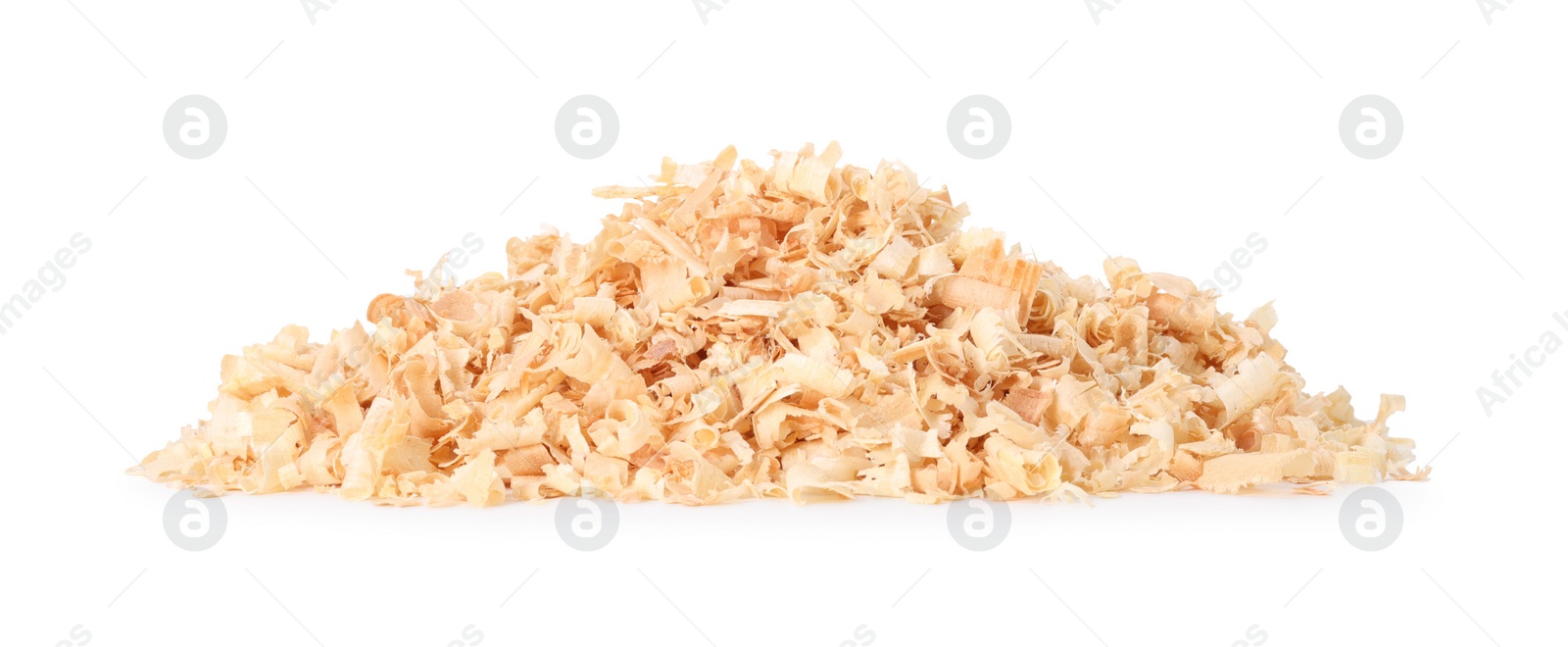 Photo of Pile of natural sawdust isolated on white