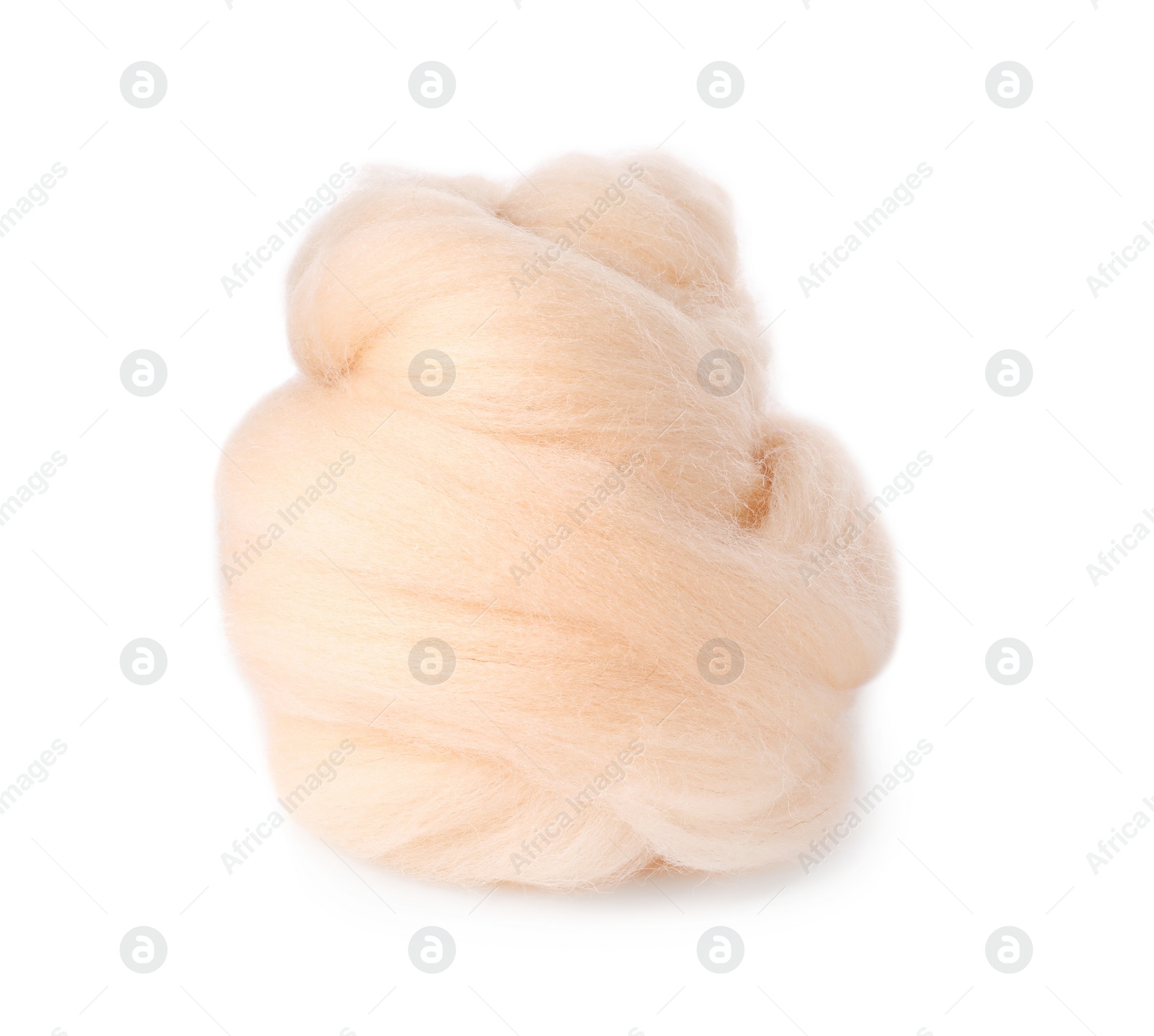 Photo of One beige felting wool isolated on white