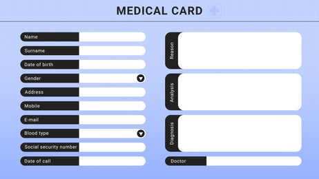 Illustration of blank medical card. Health care