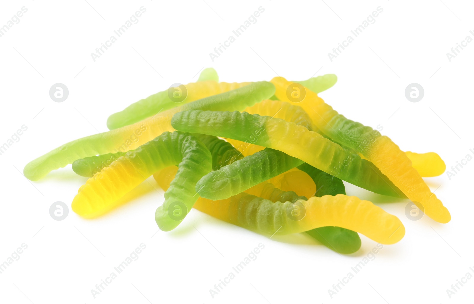 Photo of Sweet color jelly worms isolated on white