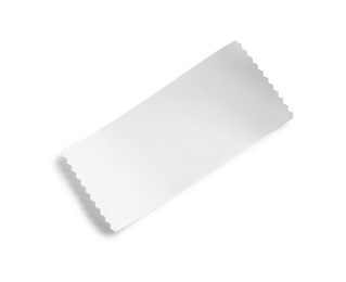 Photo of Piece of thermal paper for receipt isolated on white, top view
