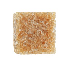 Photo of One brown sugar cube isolated on white