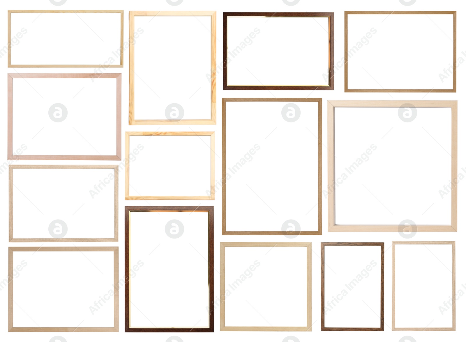 Image of Set of many different frames isolated on white