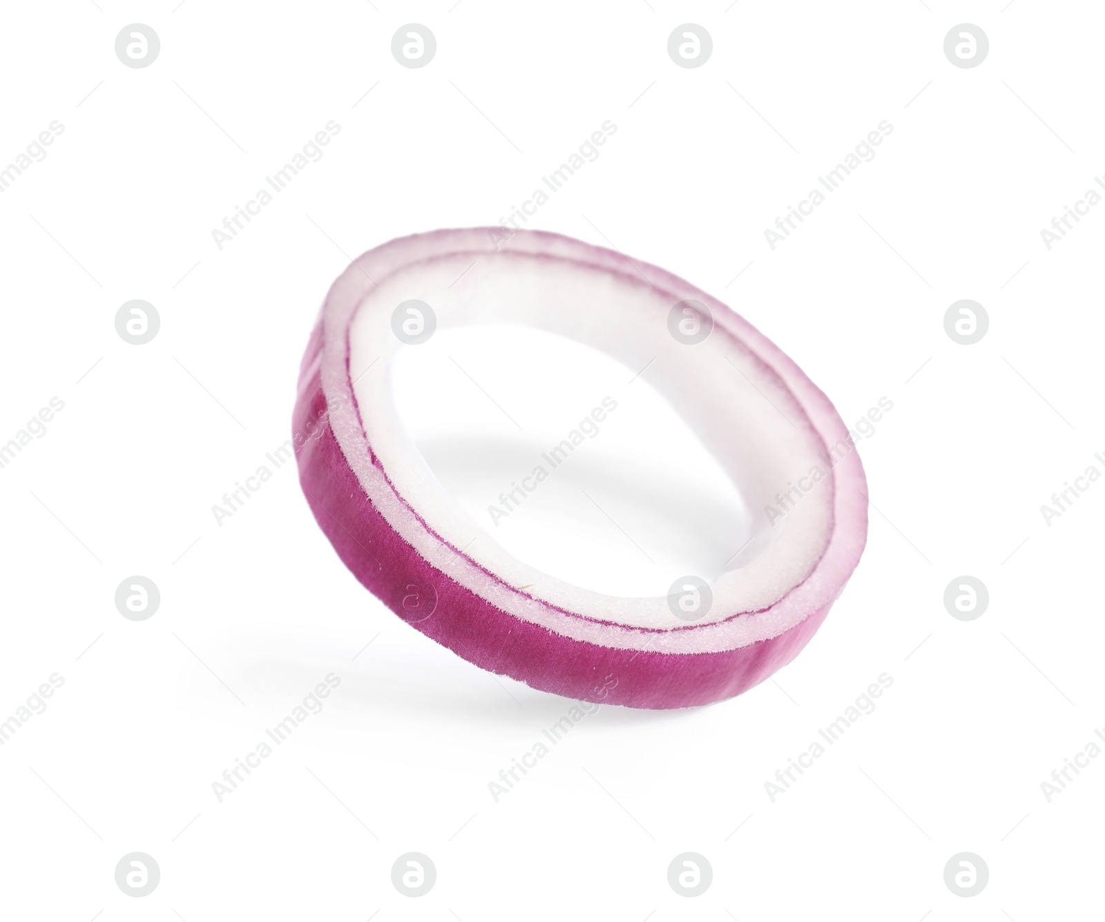 Photo of Sliced red onion ring on white background