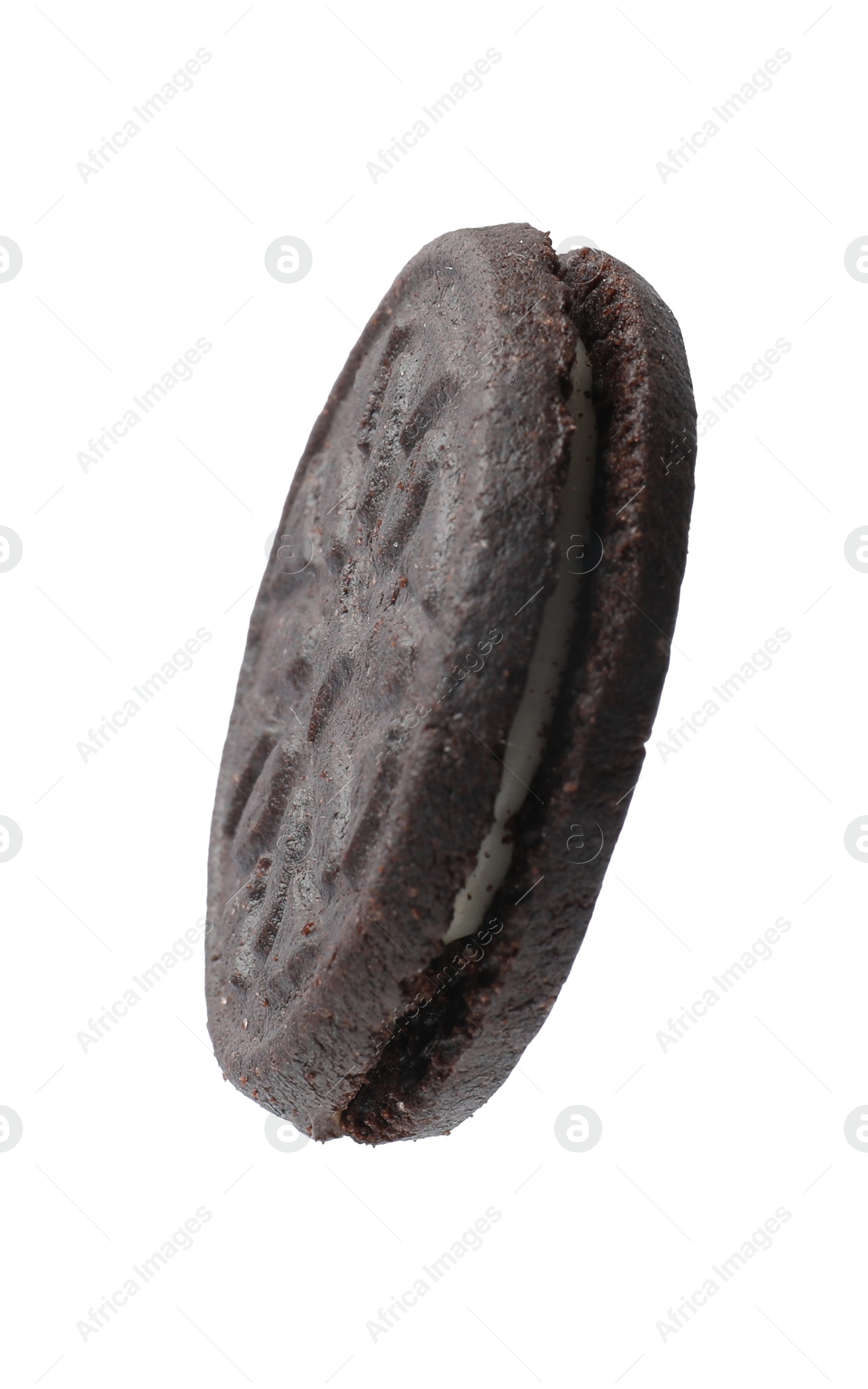 Photo of One tasty sandwich cookie isolated on white