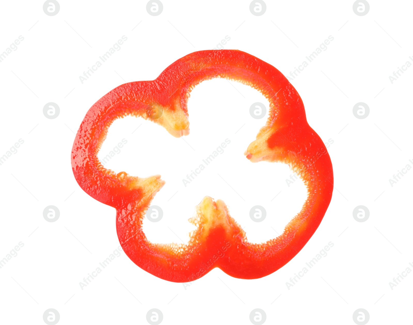 Photo of Cut fresh bell pepper on white background