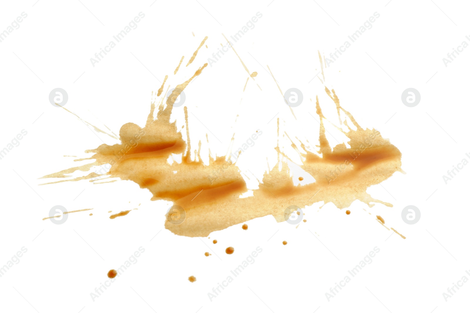 Photo of Dried coffee stains isolated on white, top view