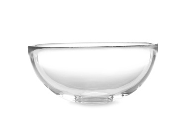 Photo of Glass bowl on white background. Washing dishes