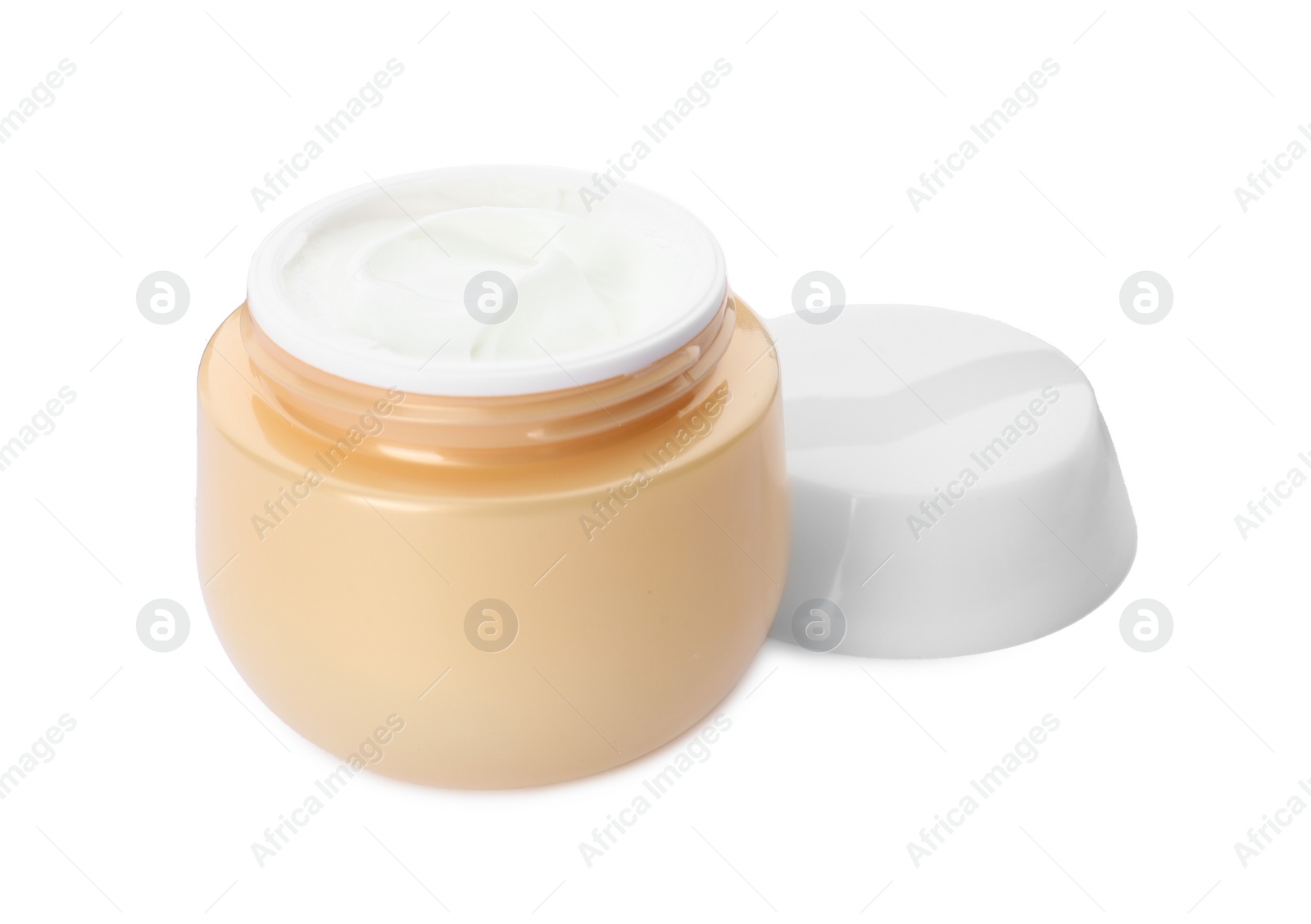 Photo of Face cream in jar on white background