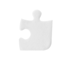 Photo of One blank puzzle piece isolated on white