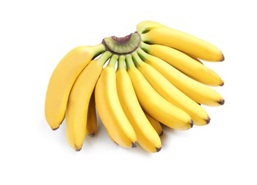Photo of Bunch of ripe baby bananas on white background