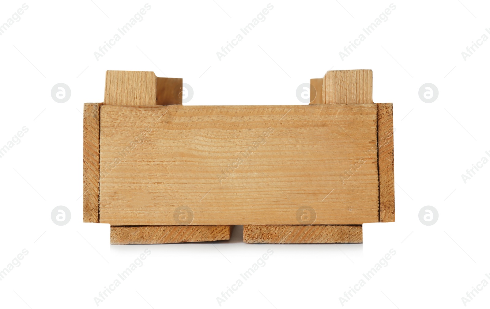 Photo of Wooden crate on white background. Shipping container