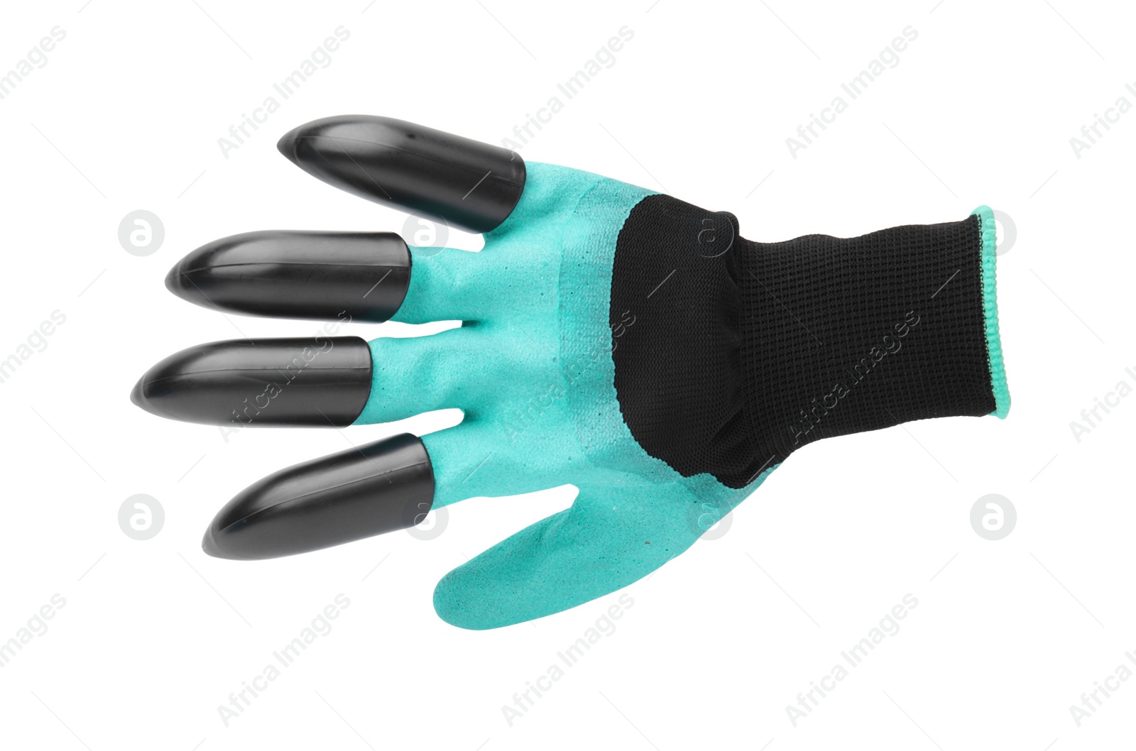 Image of One gardening glove with claws isolated on white