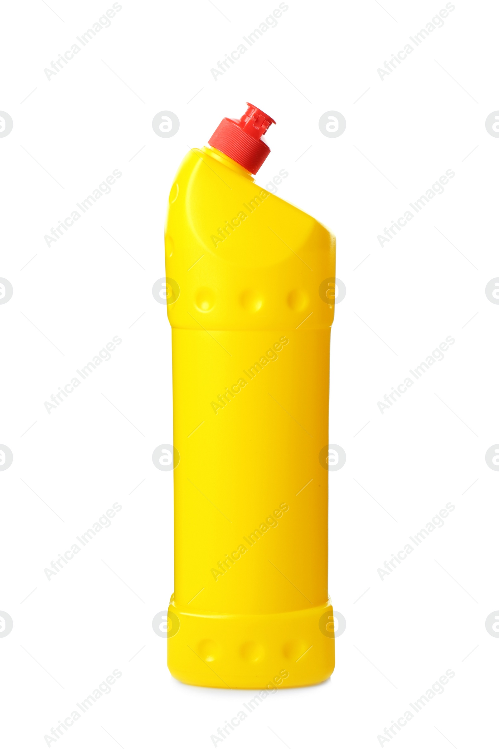 Photo of Yellow bottle of cleaning product isolated on white