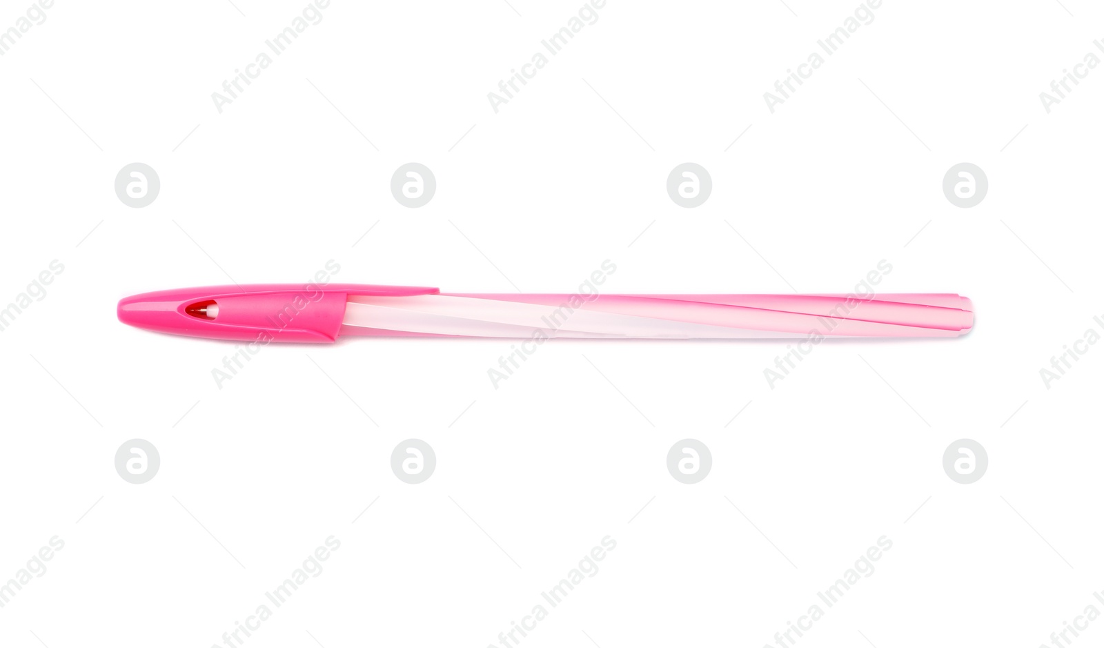 Photo of Pen with lid on white background. School stationery