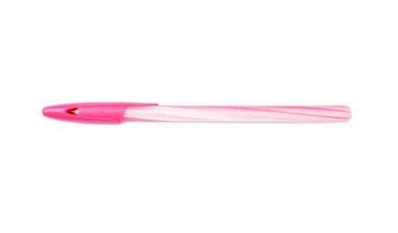 Photo of Pen with lid on white background. School stationery
