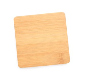 Photo of Stylish wooden cup coaster isolated on white, top view