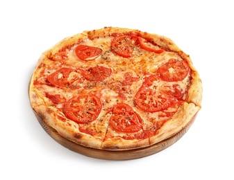 Photo of Hot cheese pizza Margherita on white background