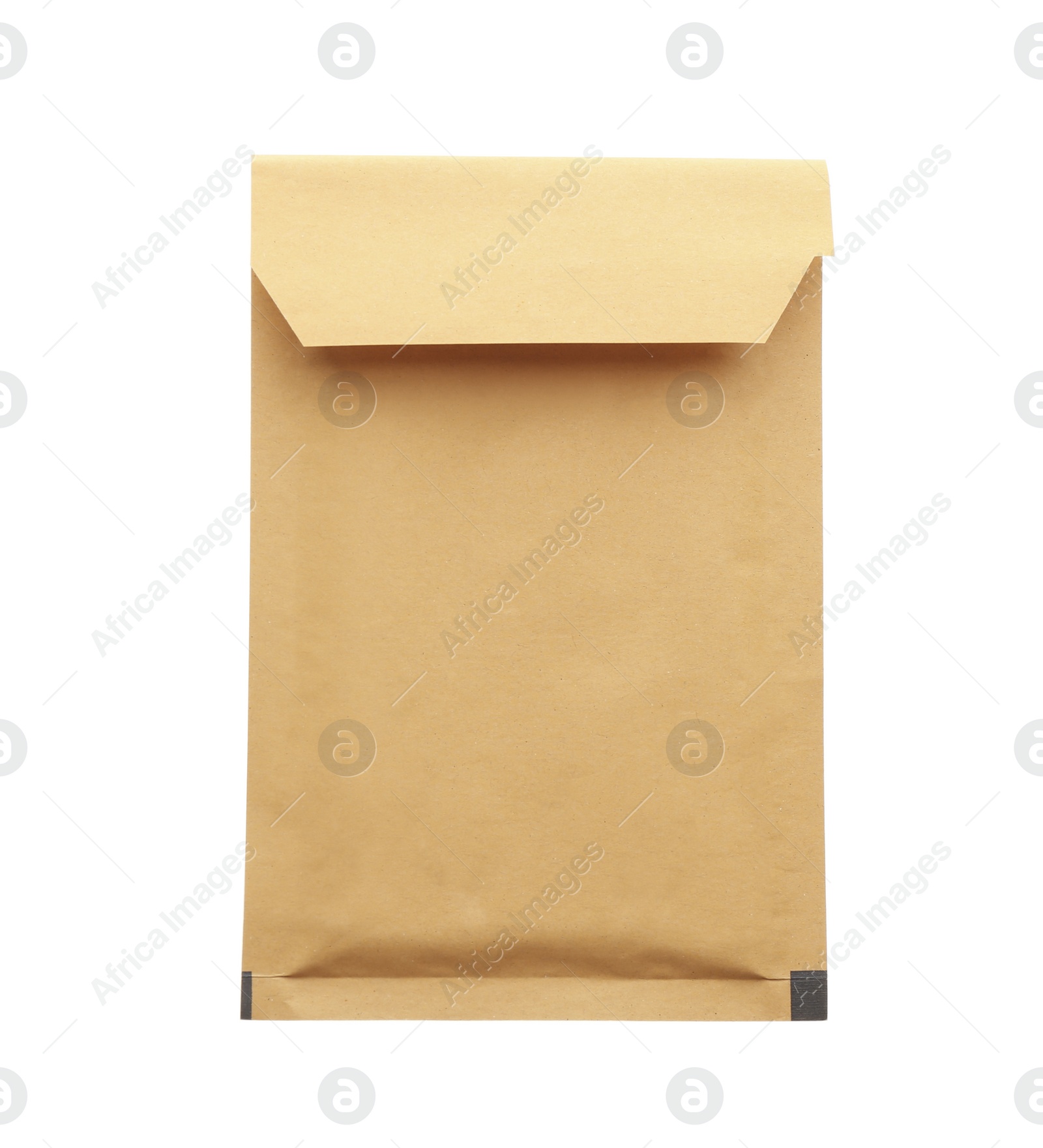 Photo of Kraft paper envelope isolated on white. Mail service