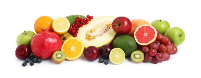 Photo of Many different fresh fruits isolated on white