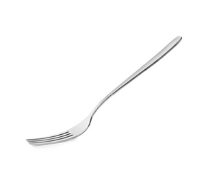 Photo of New clean shiny fork isolated on white