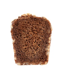Photo of Fresh rye bread on white background, top view