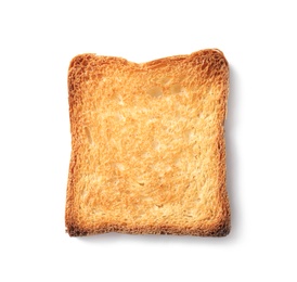 Photo of Toasted bread on white background, top view