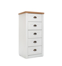 Photo of Modern chest of drawers isolated on white. Furniture for wardrobe room