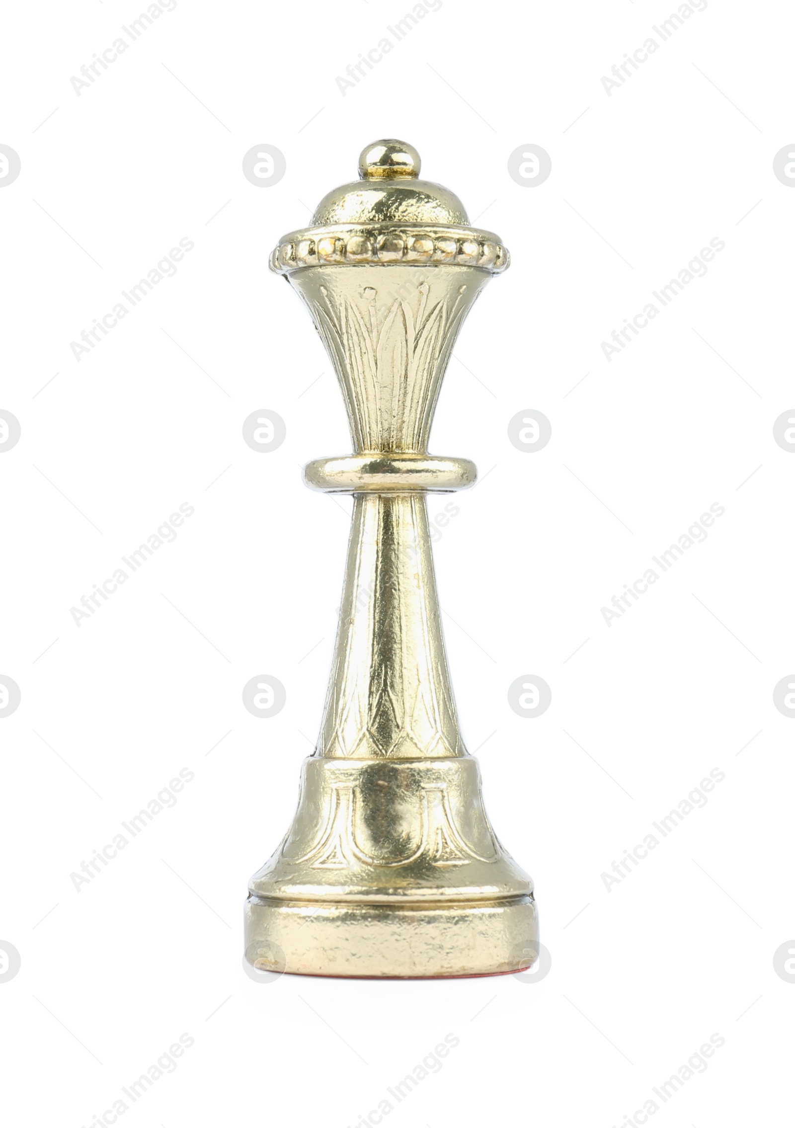 Photo of Golden queen isolated on white. Chess piece