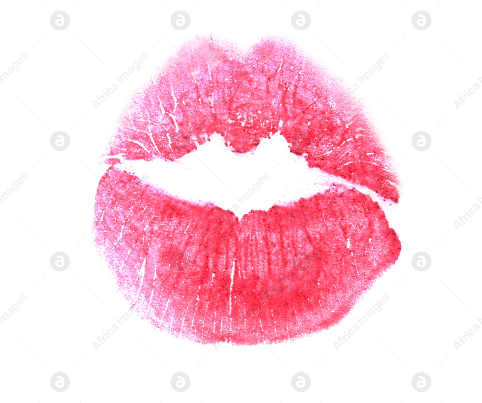 Photo of Lipstick kiss mark isolated on white, top view