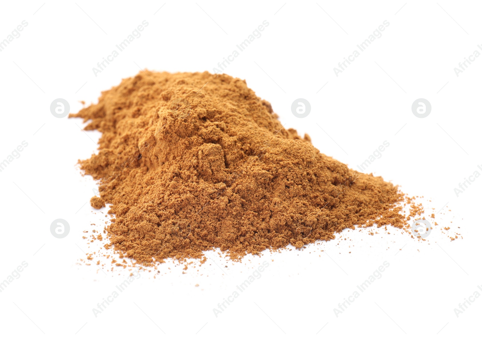 Photo of Aromatic cinnamon powder on white background