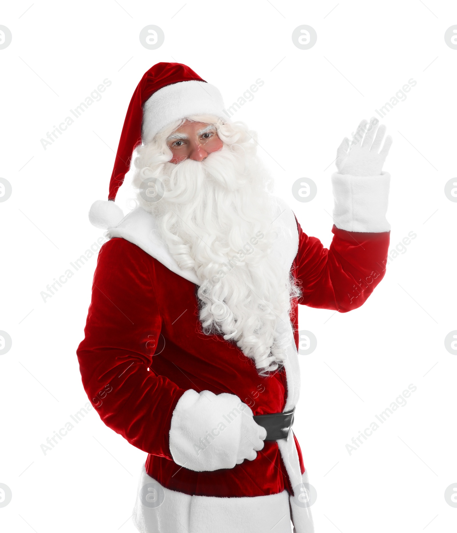 Photo of Portrait of Santa Claus on white background