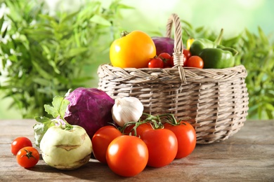 Many fresh ripe vegetables on table. Organic food