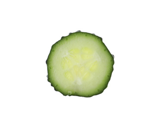 Photo of Slice of fresh cucumber isolated on white