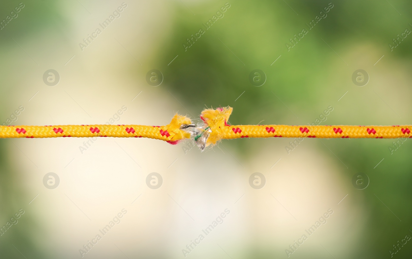 Photo of Frayed rope at breaking point against blurred background