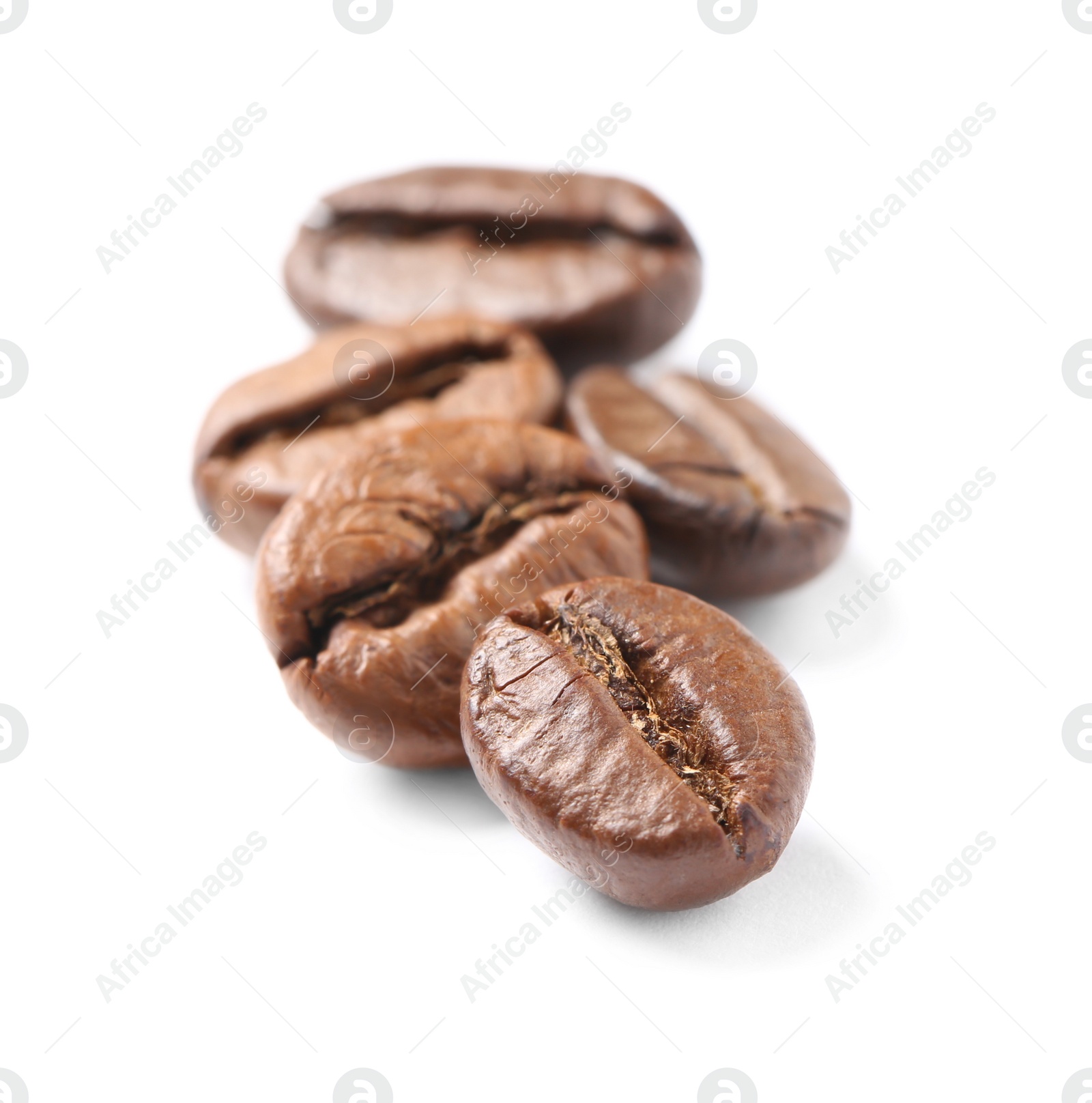 Photo of Fresh roasted coffee beans on white background