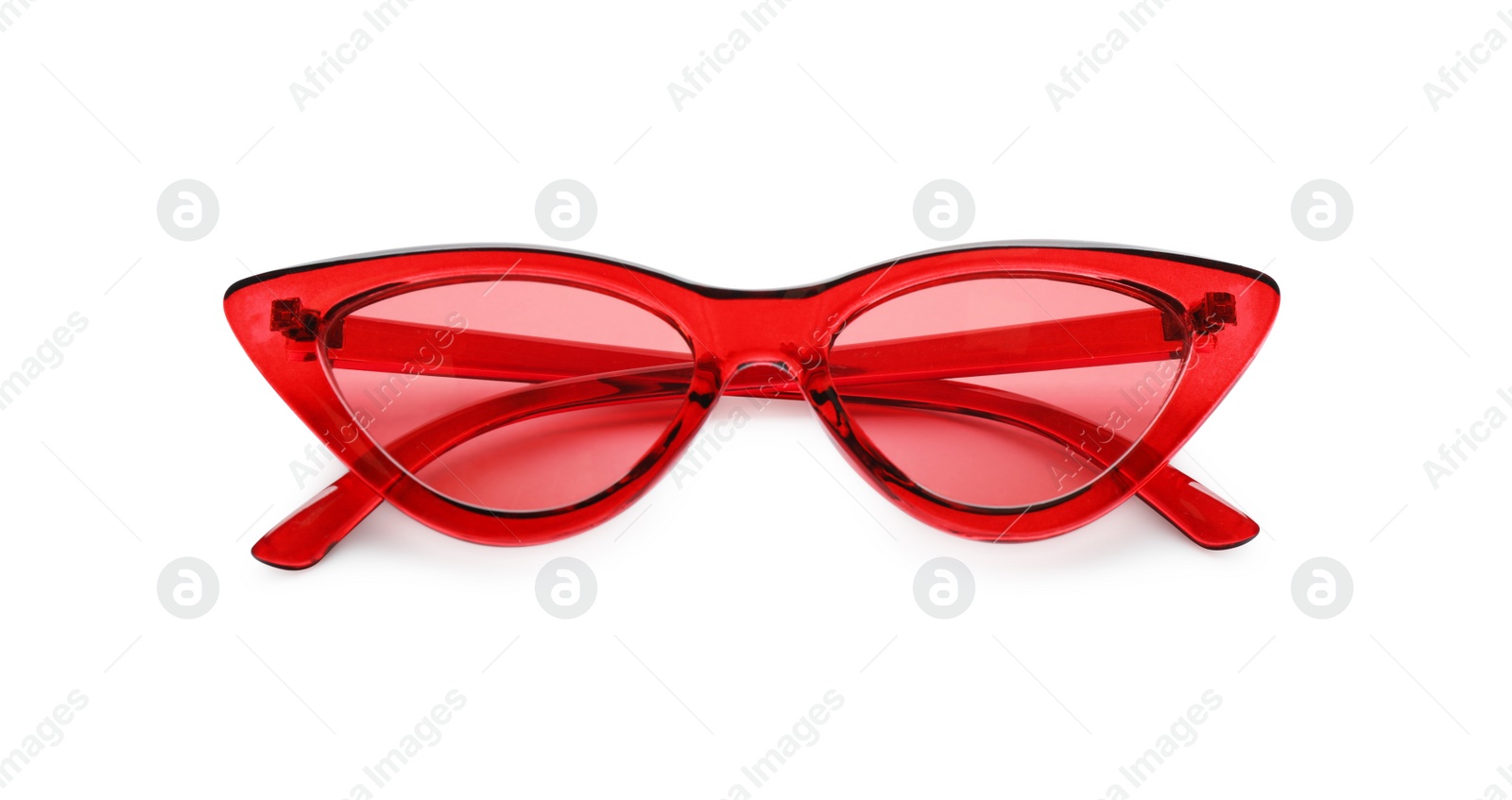 Photo of Stylish sunglasses on white background. Beach object