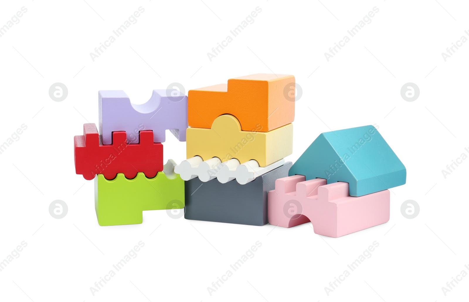 Photo of Colorful blocks isolated on white. Children's toy