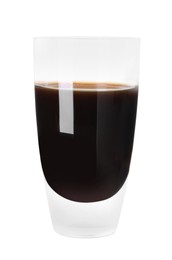 Shot glass with coffee liqueur isolated on white