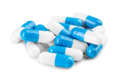 Photo of Pile of antibiotic pills isolated on white