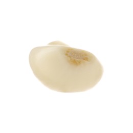 Photo of One peeled clove of garlic isolated on white