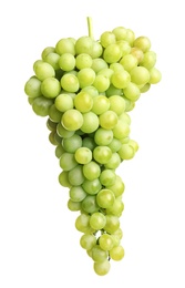 Photo of Bunch of green fresh ripe juicy grapes isolated on white