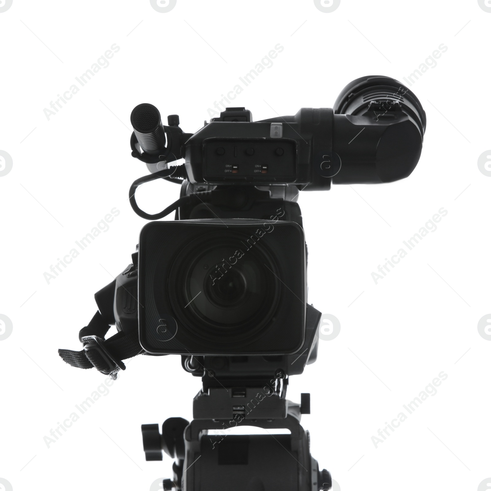 Photo of Modern professional video camera isolated on white