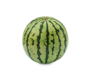 Photo of One whole ripe watermelon isolated on white