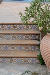Photo of View of beautiful stairs with pattern outdoors