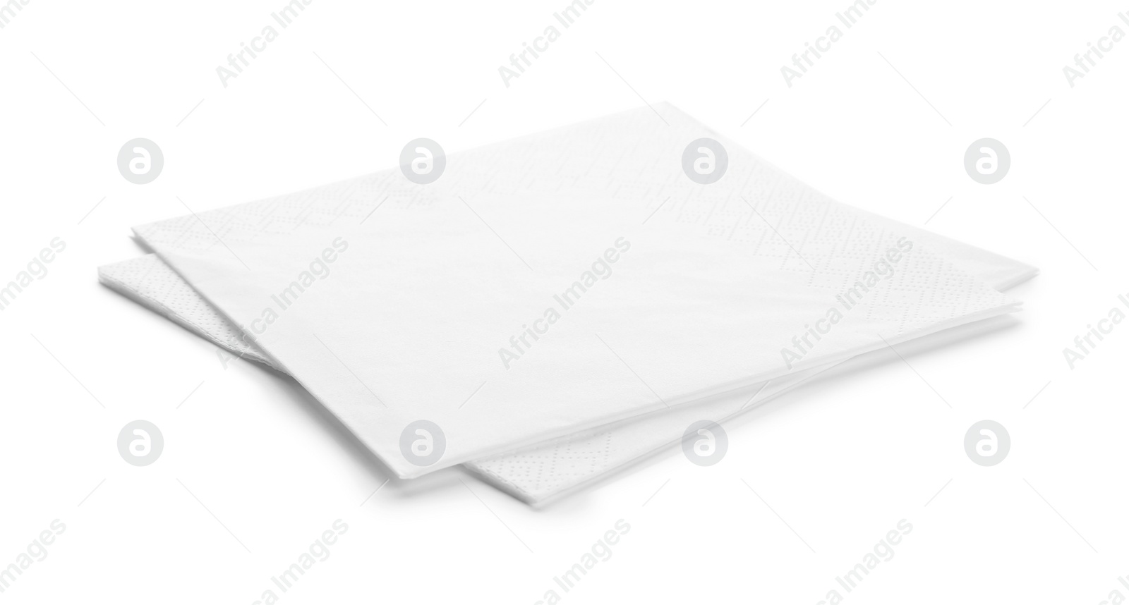 Photo of Clean paper napkins on white background. Personal hygiene